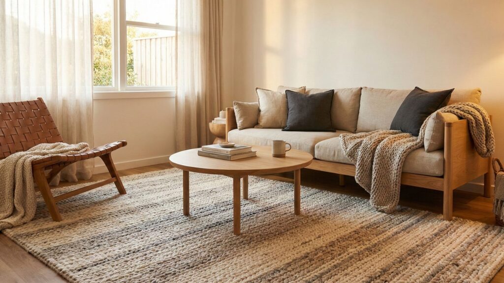 Japandi living room rug inspiration