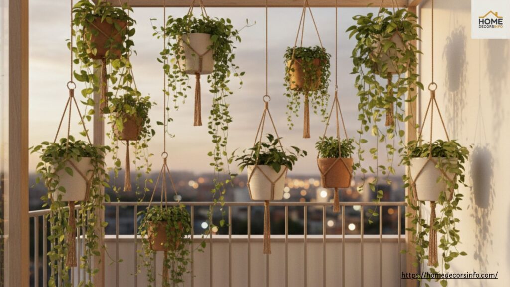 Hanging planters that make the space feel cosy and private