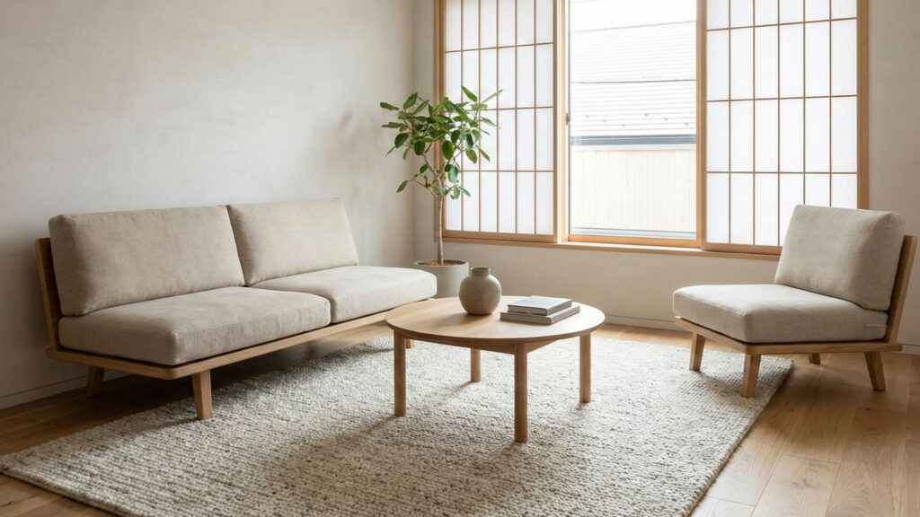 Minimalist neutral rugs for living room