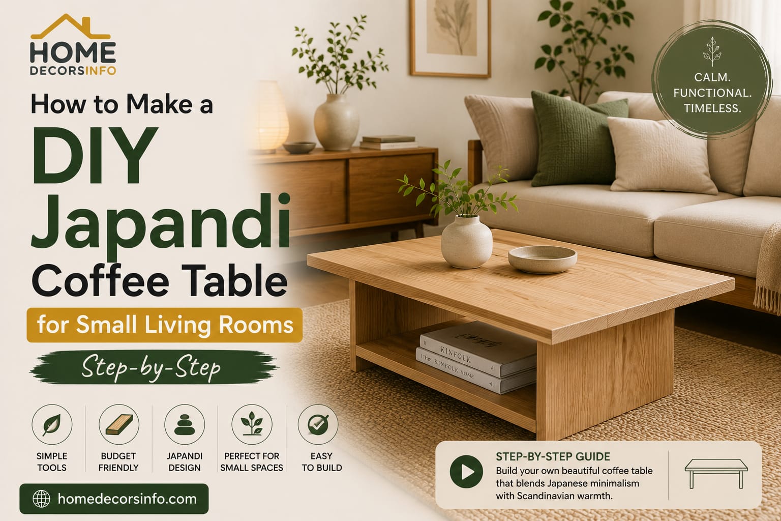 DIY Japandi coffee table for small living rooms