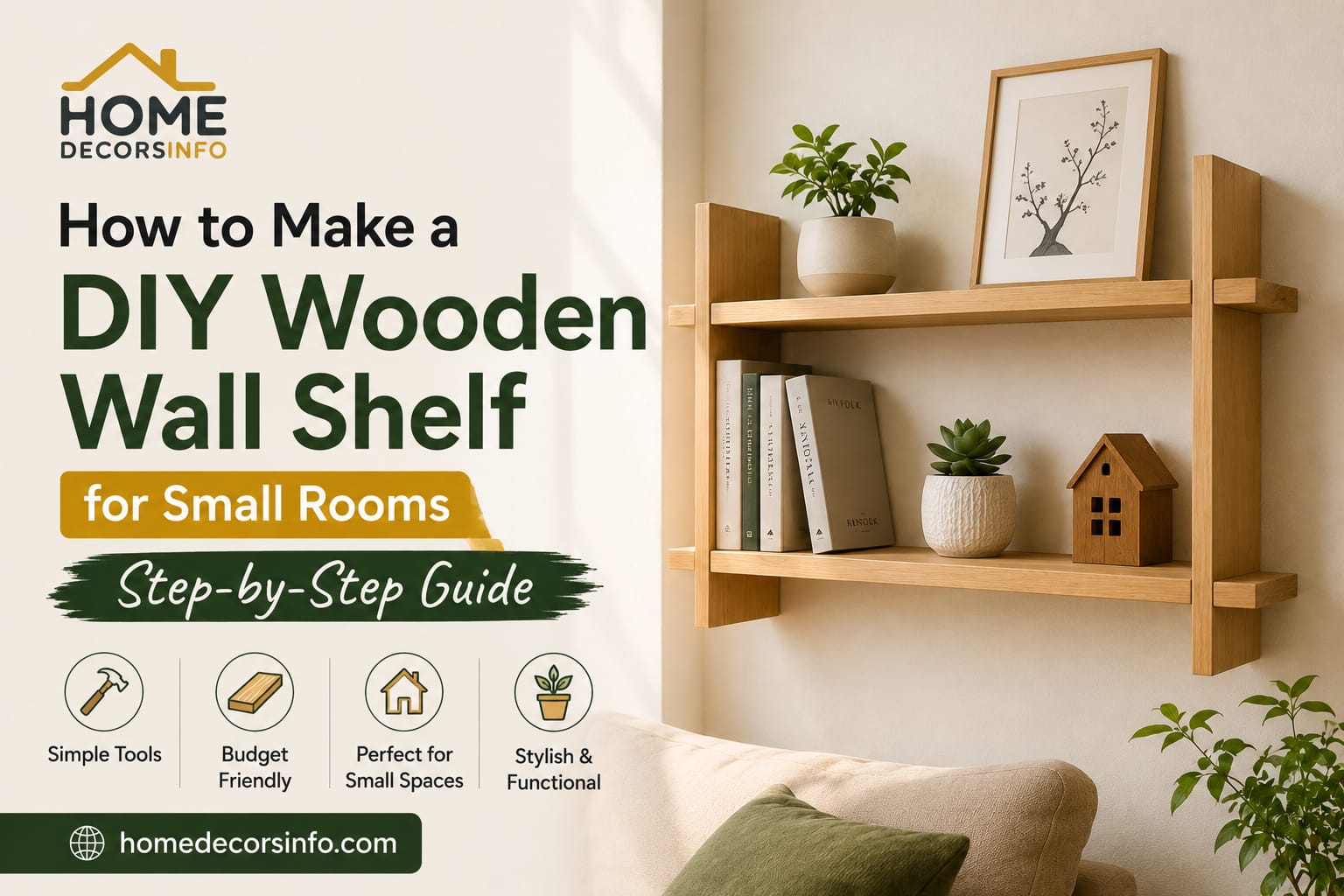 DIY wooden wall shelf for small rooms